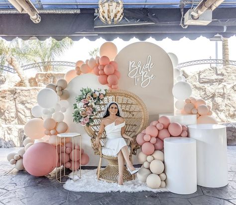 Balloon Cascade, Bridal Shower Tea Party Theme, Bridal Shower Bachelorette Party Ideas, Lemon Themed Bridal Shower, Peach Decor, Bride To Be Balloons, 18th Birthday Decorations, Bridal Shower Inspo, Birthday Party Photography