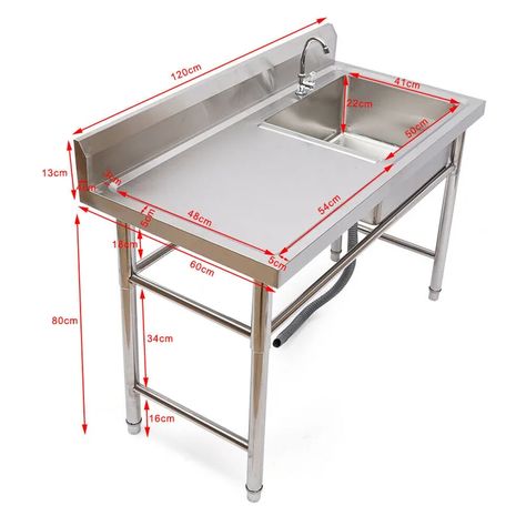 JOYDING 47.24" Stainless Steel Free Standing Outdoor Sink & Reviews | Wayfair Square Kitchen Sink, Commercial Kitchen Sink, Restaurant Sink, Stainless Steel Utility Sink, Commercial Sink, Prep Table, Square Kitchen, Outdoor Sinks, Sink Sizes