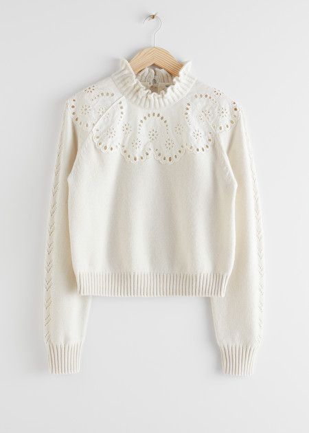 Wool Blend Scalloped Sweater - Creme White - Sweaters - & Other Stories Scalloped Sweater, Scallop Sweater, Creme White, Knit Turtleneck, Lovely Clothes, Knitting Women Sweater, Mode Inspo, White Sweater, Fashion Story