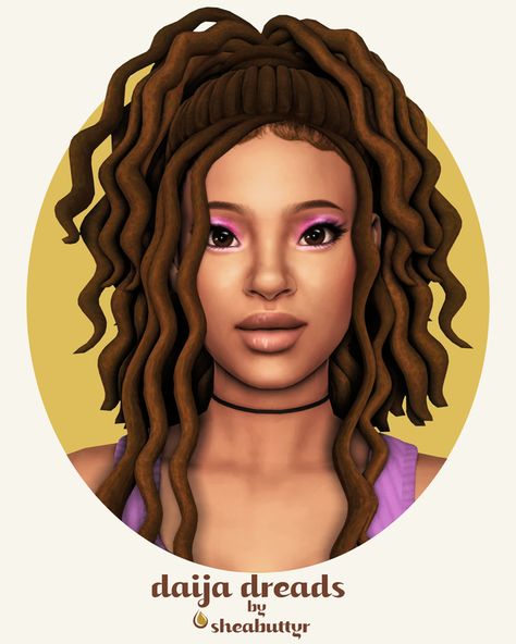 daija dreads | sheabuttyr on Patreon Sims 4 Afro Hair, Sims 4 Black Hair, 4 Braids, Pelo Sims, Sims 4 Mm Cc, Sims 4 Cc Folder, Sims 4 Characters, Sims 4 Mm, Sims Four