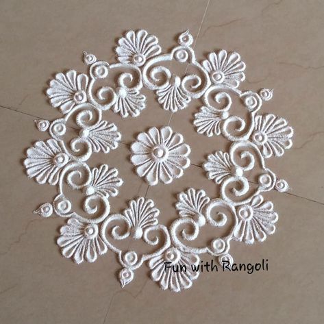 Rangoli Designs With White Colour, White Rangoli Design, Short Rangoli, Bhogi Muggulu, Tuesday Rangoli, Handmade Rangoli, White Rangoli, Pongal Kolam, Rangoli Designs Photos