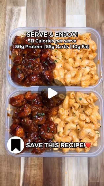 FitNutri on Instagram: "High Protein Honey BBQ Chicken Mac & Cheese Meal Prep!🧀🔥  Credit: @jalalsamfit Truly one of the best combos, the perfect balance of sweet, savoury and spicy! Also another great way to add variety to your weekly meal preps!🤌🏽  Macros per serving (4 Total)  511 Calories | 50g Protein | 55g Carbs | 10g Fat  Ingredients (4 servings)  - 700g Raw Chicken Breast (from @saffron_alley - love the quality of their chicken) - 3-4 Garlic Cloves Minced - 1 tsp Black Pepper - 2 tsp Paprika - 1 tsp Salt - 2 tsp Olive Oil - 30g Honey - 40g BBQ Sauce Reduced Sugar (Brand: Tescos) - 225g Uncooked Macaroni Pasta | 500g Cooked Weight - 250ml Skimmed Milk - 60ml Hot Sauce (Brand: @sauce_shop i used buffalo sauce, you can use sriracha or any hot sauce you like - also use less if too s Protein Chicken Pasta, Protein Chicken Recipes, High Protein Chicken Recipes, Buffalo Mac And Cheese, Honey Bbq Chicken, Raw Chicken Breast, Protein Pasta, Mac Cheese Recipes, Honey Bbq