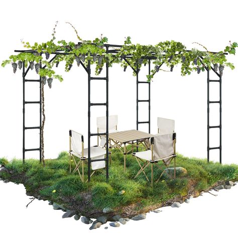 PRICES MAY VARY. 【Sturdy Triangle Support Design】: This grape trellis features a sturdy triangle support design, ensuring the stability of the tiered structure while maintaining an attractive appearance. 【Eye-catching Entrance in White】: The large size of this white trellis provides an attractive archway for climbing plants, creating a beautiful garden entrance. The white color easily complements various garden styles. 【Durable and Robust Construction】: Made from steel material and coated with p Outdoor Arch, Grape Vine Trellis, Wisteria Pergola, Grape Trellis, Garden Arch Trellis, Vine Trellis, White Trellis, Arch Trellis, Garden Pavilion