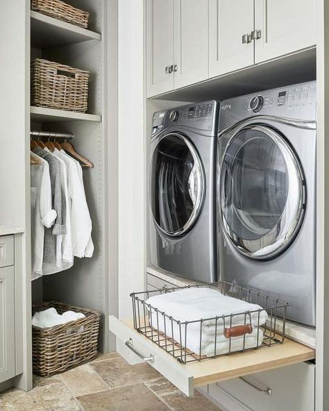 Custom Pedestal Drawers for Front Load Washer and Dryer - Transitional - Laundry Room Laundry Room Pedestal, Transitional Laundry Room, Grey Laundry Rooms, Dream Laundry Room, Laundry Room Layouts, Laundry Room Renovation, Laundry Room Shelves, Modern Laundry Rooms, Laundry Room Ideas