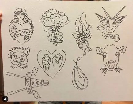 Vegan Inspired Tattoos, Plant Based Tattoo, Vegan Tattoo Ideas, Animal Rights Tattoo, Tattoes Idea, Vegetarian Tattoo, Vegan Tattoos, Tattoos 2024, Key Tattoos