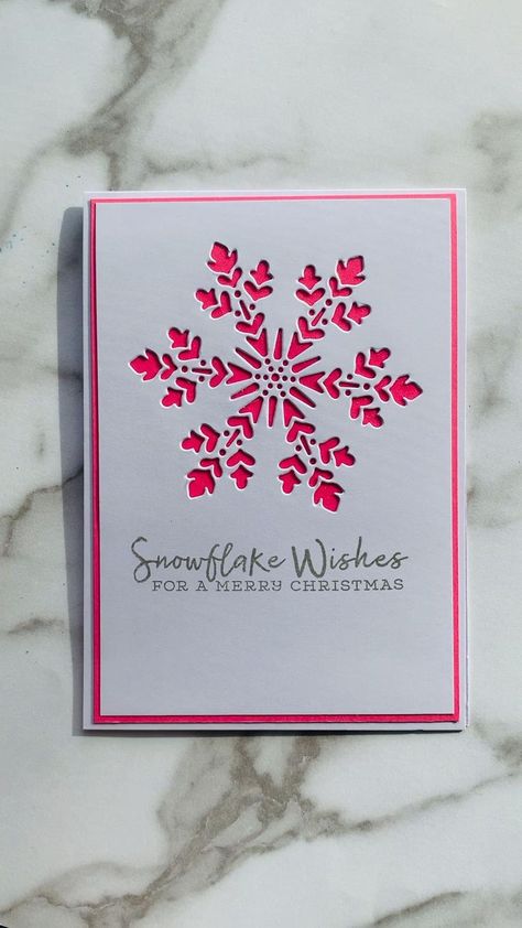 January Cards Handmade, Homemade Xmas Cards Ideas, Winter Birthday Cards Ideas, Snowflake Cards Christmas, Stampin Up Wishes All Around, Christmas Card Snowflake, Snowflake Cards Handmade, Stampin Up Snowflake Wishes, Winter Birthday Cards