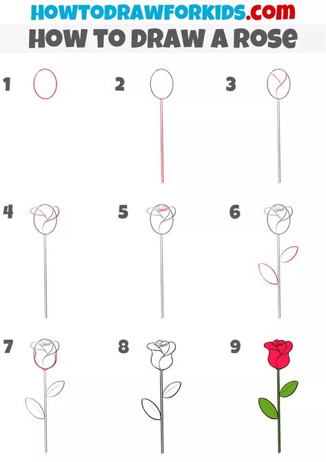 Rose Drawing Simple, Media Pembelajaran, Draw A Rose, Rose Step By Step, Leaves Drawing, Drawing Mandala, Easy Flower Drawings, Doodle Flowers, Easy Flower Painting