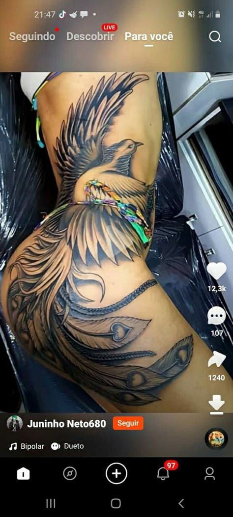 Tattoo Bein Frau, Thigh Tattoo Ideas, Exotic Tattoos, Pattern Tattoos, Side Tattoos Women, Tattoo Ideas Inspiration, Phoenix Tattoo Feminine, Cute Thigh Tattoos, Girl Thigh Tattoos