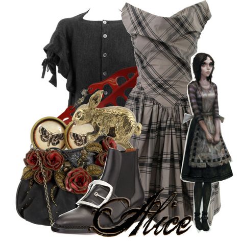 Alice from The Madness Returns by magykgirlz on Polyvore featuring polyvore, fashion, style, Vivienne Westwood Anglomania, Givenchy, Mary Frances Accessories and Sakdidet Road Alice Madness Returns Inspired Outfit, Alice Madness Returns Outfit Ideas, Alice Madness Returns Aesthetic, Horror Outfits, Eclectic Clothing Style, Polyvore Dress, Alice Cosplay, Dolly Kei, Madness Returns