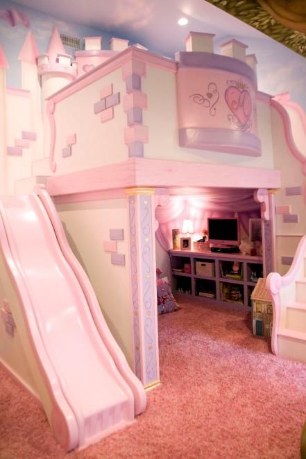 Fit For A Fairytale Princess Castle Bed, Girly Pink Bedroom, Bed For Girls Room, Princess Bedrooms, Castle Bed, Pink Bedroom Design, Castle Bedroom, Unicorn Bedroom, Kids Loft