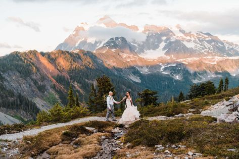 Sunset Elopement, Mount Baker, Wedding Mountain, Washington Elopement, Washington Wedding, Location Inspiration, Washington Weddings, North Cascades, Mountain Elopement