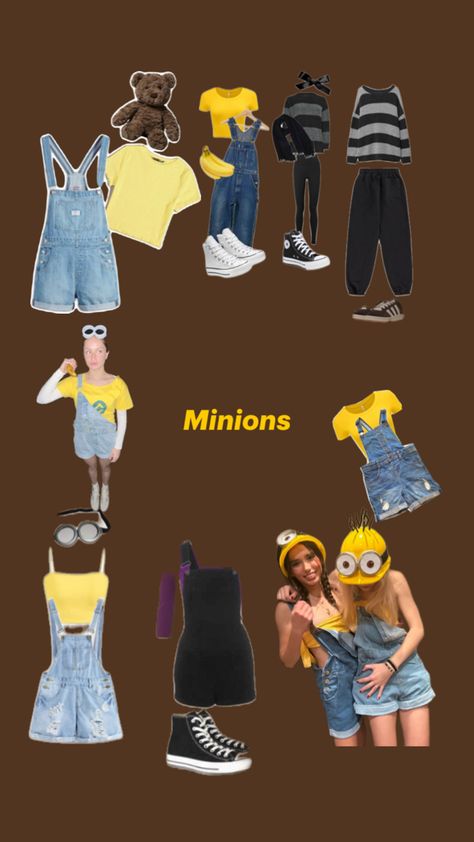 Ideasss Cute Minions Costume, Easy Minion Costume, Minon Costume Cute, Minion Inspired Outfit, Halloween Costumes Minions, Minions Halloween Costume, Minions Costumes, Minions Costume, Minion Outfit