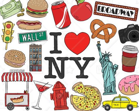 Vacation Clipart, New York Drawing, Doodle Box, Lion King Musical, Sticker Svg, New York Tattoo, Voyage New York, Holiday Clipart, New York Art