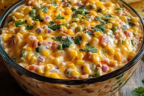 Mexicorn and Cheese Fiesta Dip – recipestasteful Mexican Style Corn, Fiesta Dip, Sharp Cheddar Cheese, Perfect Appetizers, Fresh Cilantro, Cooking Ideas, Cheddar Cheese, Sour Cream, Dip