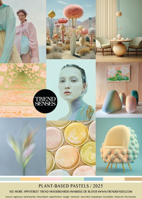 PLANT-BASED PASTELS // 2025 – Trendsenses -  #moodboard #2025 #forecasting - #mariekederuiter - Sources: Sage&Luna – Sarah Meyohas – Olena Zubach – Angel Oloshove – Vasagle – J’amemme – Have A Rest – Hype&Hyper – Ken Kelleher – Oksana Ani – Nhu Xuan Hua Spring 2025 Color Trends, Ken Kelleher, Trend 2025, 2025 Trends, Trends 2025, Mood Images, Color Trends Fashion, 2025 Fashion, Fashion Forecasting