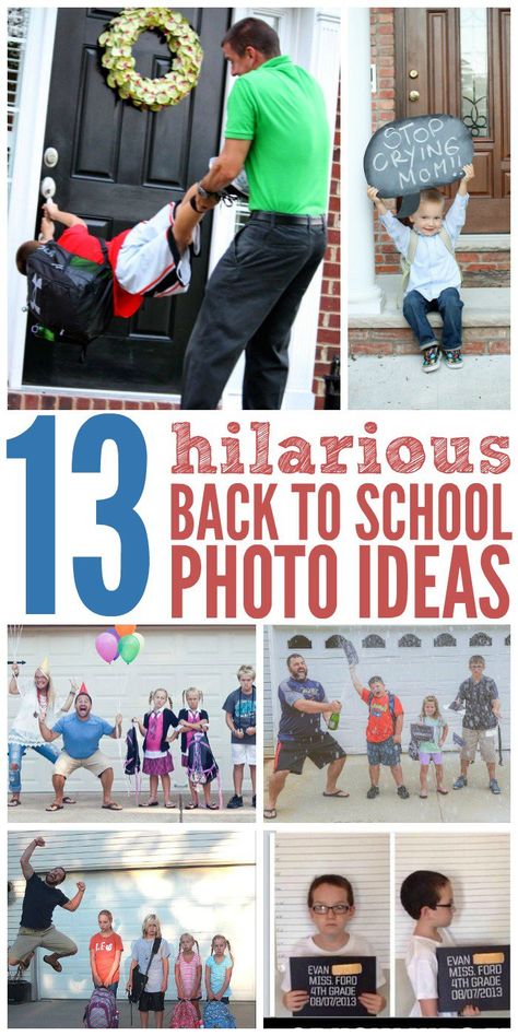 Back to school doesn't have to me traumatic. Here are some fun ways to send your kids off to their first day of school, and capture wonderful memories in picture form. Back To School Funny Pictures, Funny First Day Of School Photos, Funny Back To School Signs, Funny Back To School Pictures, School Pic Ideas, Back To School Photo Ideas, 1st Day Of School Pictures, School Picture Ideas, School Photo Ideas