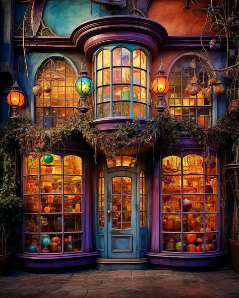 Fantasy Shop Exterior, Magic Store Aesthetic, Potion Shop, Candy Room, D And D, Fairytale House, Fantasy Shop, Background Search, Live Backgrounds