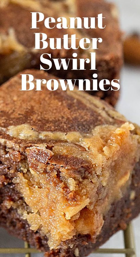 Easy Bars, Peanut Butter Brownies Recipe, Peanut Butter Swirl Brownies, Brownies Recipe Homemade, Swirl Brownies, Butter Brownies, Brownies Chocolate, Brownie Desserts, Dessert Bar Recipe