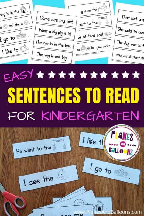 Sight Word Fluency Sentences, Sight Word Sentences First Grade, Simple Sentences For Kindergarten, Sentences For Kindergarten, Sight Words For Kindergarten, Reading Sight Words, Sentences Kindergarten, Words For Kindergarten, Homeschooling Kindergarten