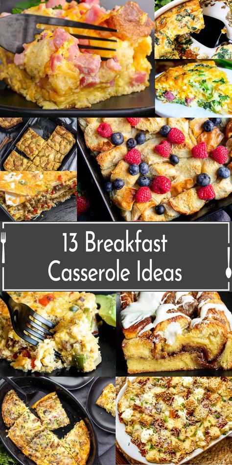 collage of breakfast casseroles Sweet Egg Bake Breakfast Recipes, Best Breakfast Casserole Southern Living, Easy One Dish Breakfast, Breakfast Casseroles Healthy, Healthy Casserole Breakfast, One Pan Brunch Ideas, Dump And Go Breakfast Casserole, Breakfast Casserole Eggless, Same Day Breakfast Casserole