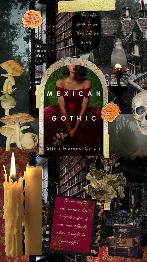 #mexicangothic #moodboard #aesthetic #gothicbooks #darkacademia #booklovers #bookaesthetic #bookish #booktok #bookshelf #collage Latin Gothic Aesthetic, The Hacienda Book Aesthetic, Mexican Gothic Book Aesthetic, Mexican Witch Aesthetic, Mexican Gothic Aesthetic Decor, Spanish Gothic Aesthetic, Mexican Dark Academia, Dark Mexican Aesthetic, Gothic Books Aesthetic