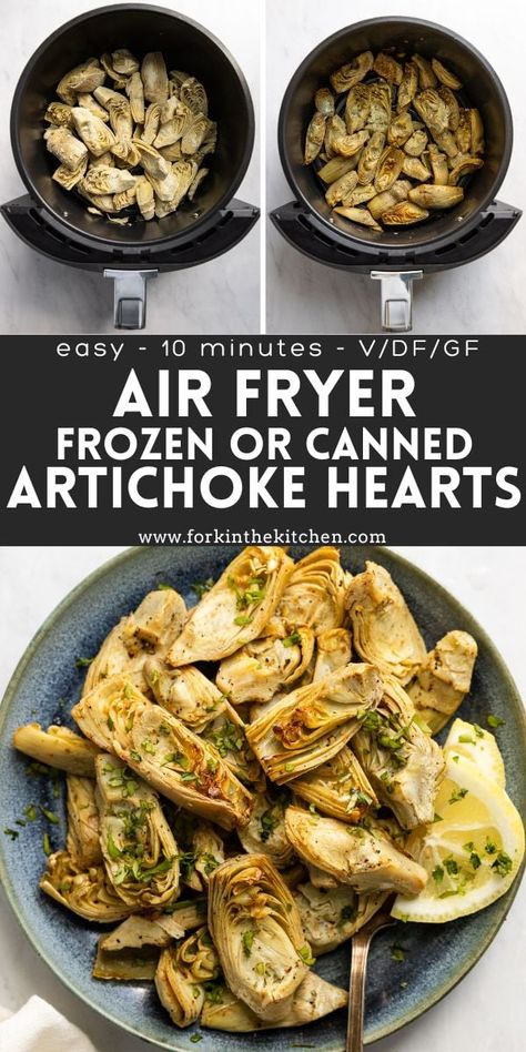 Artichokes Air Fryer, Airfryer Artichoke Hearts, Roasted Canned Artichokes, Artichoke Air Fryer Recipes, Crispy Artichoke Hearts Air Fryer, Artichoke In Air Fryer, Artichoke Heart Recipes Canned Air Fryer, How To Cook Canned Artichoke Hearts, Artichokes In Air Fryer