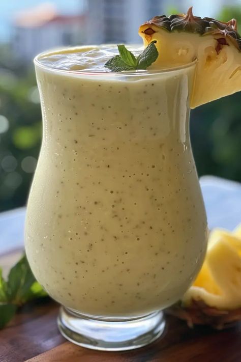 Beat the summer heat with this delicious Pina Colada smoothie that blends fresh fruit with creamy coconut milk for a truly tropical treat! Perfect for beach days or lazy afternoons by the pool, this easy recipe brings all the vibes of a summer vacation right into your kitchen. Throw your favorite worked vanilla yogurt into the mix for an extra boost of flavor and creaminess. You won't believe how simple it is to create this drink while enjoying a freshly blended twist on the beloved Pina Colada. Try it out today and say hello to summer refreshment! Strawberry Pina Colada Smoothie, Pina Colada Smoothie Recipe, Smoothie With Coconut, Heathy Smoothies, Pina Colada Cocktail, Drink For Summer, Tropical Smoothie Recipes, Virgin Pina Colada, Brunch Appetizers