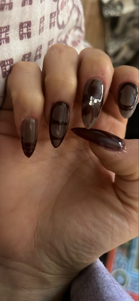 Off Black Nails, Black Glass Nails, Sheer Black Nails, Soft Grunge Nails, Glass Nails, Off Black, Black Nails, Black Glass, Nails