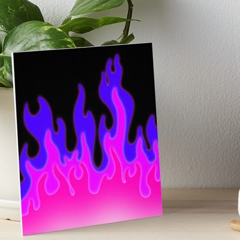 Professionally printed on firm, textured mat boards perfect for desks and shelves. Supplied with 3M velcro dots to easily affix to walls. Available in standard sizes. Feeling' HOT! These stylish and colorful flames will warm up any day. Flame Painting Easy, Easy Fire Painting, Flame Painting Canvas, Simple Paintings, Cute Easy Paintings, Punk Jacket, Pink Canvas Art, Paintings Ideas, Trippy Painting