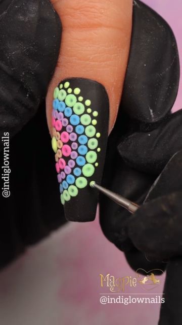 Dot Painting Nail Art, Dotting Nail Art Designs, Funny Nails, Rainbow Octopus, Nail Decor, Dot Nail Art, Dots Nails, August 21, Gel Nail Designs