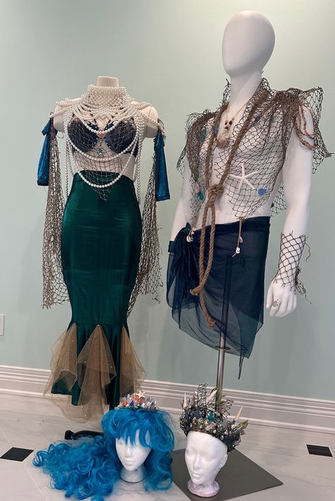 Fabulous couples costume! This mermaid merman costume is perfect for any party or parade. Movie set quality.  All custom made to you liking. Great quality with loads of details.  Ifyou want to have a lot of laughs, he could be the mermaid and she could be the merman for an extra twist.