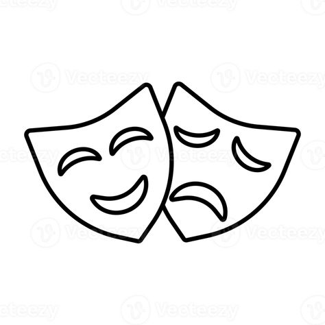 comedy and tragedy masks icon Comedy And Tragedy Tattoo, Mask Design Drawing, Theater Mask Tattoo, Comedy Mask, Comedy And Tragedy Masks, Theater Masks, Comedy Tragedy Masks, Drama Masks, Tragedy Mask