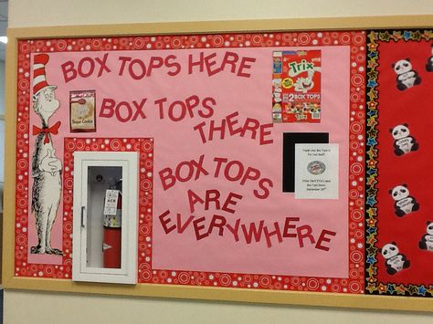 Box Tops Bulletin Board Box Tops Contest, Ptsa Ideas, Pto Bulletin Board, Pta Bulletin Boards, Pta Mom, Pta Board, Pto Board, Pta Moms, Classroom Boards