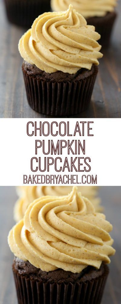 Chocolate Pumpkin Cupcakes, Fruit Sherbet, Pumpkin Buttercream Frosting, October Recipes, Dessert For Fall, Pumpkin Buttercream, Fun Dessert, Bakery Items, Cupcakes Recipes