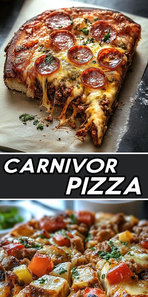 🍕 Satisfy your meat cravings with this Carnivore Pizza! Packed with protein and low on carbs, this pizza has everything a meat lover needs, from rich beef to savory bacon. Perfect for the carnivore diet or low-carb lifestyle, this recipe is easy and delicious. 🥓🍖 Give it a try tonight! 👇
👉 Save this pin for a satisfying, guilt-free pizza night! #CarnivoreDiet #LowCarbPizza #MeatLovers #ProteinPizza #EasyRecipes #PizzaNight #KetoFriendly Ground Beef Meals Keto, Carnivore Ground Beef Casserole, Meat Lovers Pizza Recipe, Mexican Carnivore Recipes, Carnivore Ground Beef Soup, Carnivore Diet Casserole Recipes, Carnivore Pizza Recipe, Carnivore Pizza Sauce, Creative Ground Beef Recipes