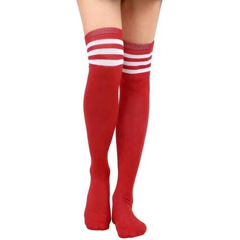 Amazon.com: Thigh High Socks Women's Retro Striped Long Knee High... ($9.99) ❤ liked on Polyvore featuring intimates, hosiery, socks, white thigh-high socks, red knee high socks, striped knee high socks, white knee high socks and long white socks Red Thigh High Socks, Thigh High Striped Socks, Thigh High Tube Socks, White Thigh High Socks, Red Knee High Socks, Casual Red Knee-high Socks, Affordable Casual Red Knee-high Socks, Long White Socks, White Knee High Socks