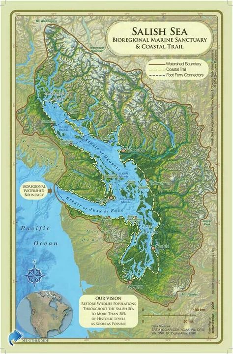 Salish Sea Sea Map, Salish Sea, Civil Disobedience, Remote Sensing, Map Globe, Topo Map, Alternate History, Old Maps, Fantasy Map