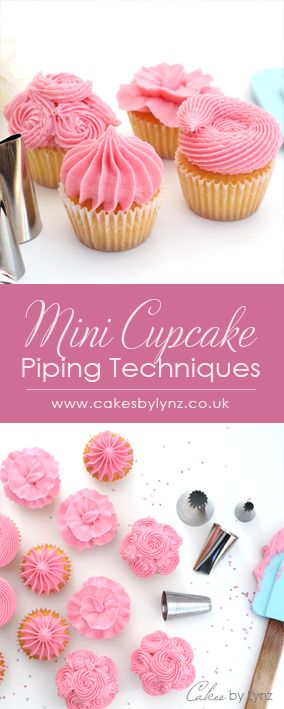 Mini Cupcakes With Flowers, Frosting Mini Cupcakes Techniques, Simple Mini Cupcake Designs, How To Frost Mini Cupcakes, Frosting Mini Cupcakes, Piping Mini Cupcakes, Decorate Mini Cupcakes, Decorating Mini Cupcakes, Cupcake Piping Techniques Videos