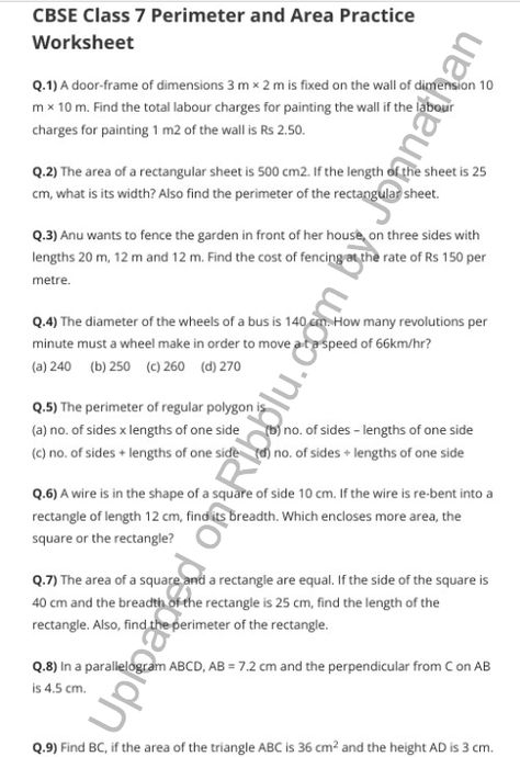 Download free pdf of Chapter 11 Perimeter and Area Worksheets for Class 7 Maths. Students can easily get all the Class 7… The post Perimeter and Area Worksheets for Class 7 Maths – Chapter 11 appeared first on CBSE Papers and Worksheets in PDF For free. Class 7 Maths Worksheet, Maths Questions, Area And Perimeter Worksheets, Perimeter And Area, Area Worksheets, Find The Perimeter, Perimeter Worksheets, Math Olympiad, Regular Polygon