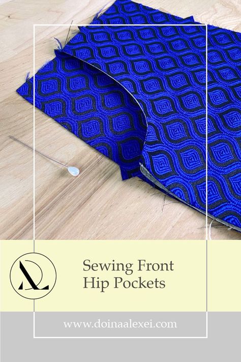 A step-by-step guide on sewing a front-hip pocket. How to align the facing to the pocket opening edge and how to pin and stitch the pocket bag. In addition, using essential sewing techniques like trimming and notching seam allowance edges, to achieve flat, well-defined pocket edges. Pockets Sewing Ideas, Sewing Club, Sewing Pockets, Apparel Sewing, Sewing Easy, Sewing Easy Diy, Seam Allowance, Trouser Pocket, Jean Pockets