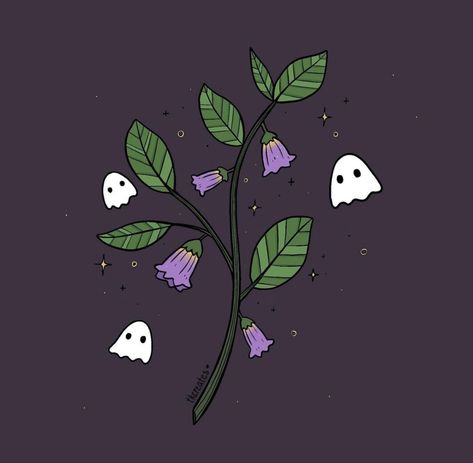 Spooky Spring Aesthetic, Halloween Flower Drawing, Spooky Season Art, Witchy Acrylic Painting, Widget Halloween, Spooky Paintings, Ghost Flowers, Plant Cartoon, Cartoon Art Drawing