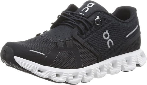 Amazon.com | On-Women's Women's Cloud 5 Sneakers, Black/White, 6 Medium US | Road Running On Clouds, Zero Gravity, Elastic Laces, Black Media, Womens Running Shoes, Running Women, Sneakers Black, Christmas Presents, Sneakers Fashion