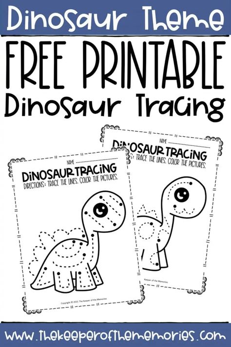 These Free printable Tracing Dinosaur Preschool Worksheets are a fun way to build fine motor skills and practice handwriting. Don't forget to add them to your next preschool dinosaur theme! #dinosaurs #preschool #pre-writing #tracing Dinosaur Tracing, Dinosaur Lesson Plan, Morning Work Preschool, Preschool Dinosaur Theme, Tracing Preschool, Dinosaur Crafts Preschool, Preschool Dinosaurs, Dinosaur Worksheets, Dinosaur Preschool