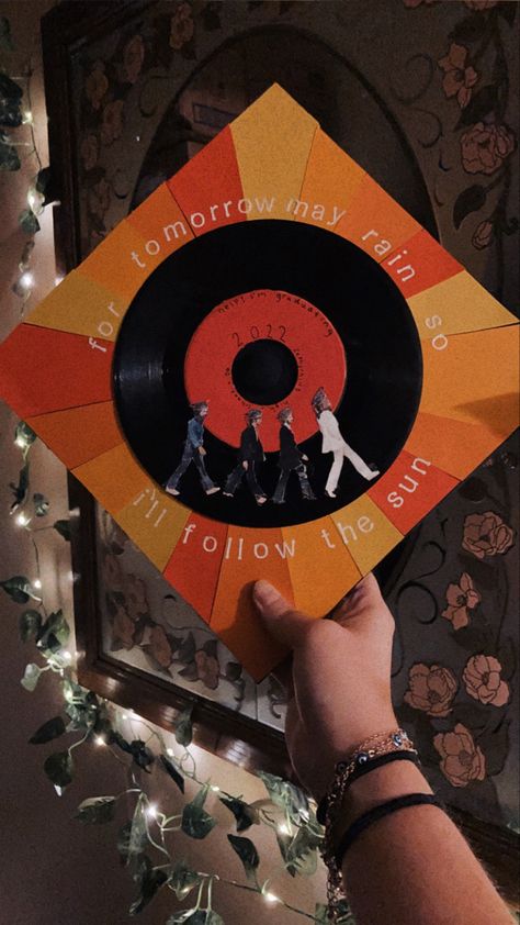 Beatles graduation cap:) Groovy Graduation Cap, Meet The Robinsons Graduation Cap, Graduation Cap Graphic Design, Muppets Graduation Cap, Eminem Graduation Cap, Retro Graduation Cap, Cap Decorations Ideas, Deftones Graduation Cap, Indie Graduation Cap