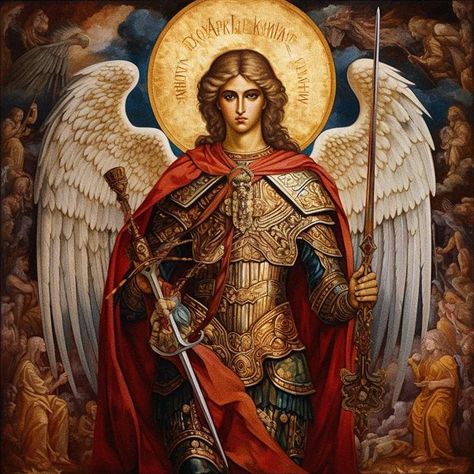 Archangel Michael Painting, Archangel Michael Aesthetic, Archangel Michael Art, Samael Angel, Saint Michael Angel, Angel Michael, Pictures With Meaning, Painting For Adults, Saint Michael The Archangel