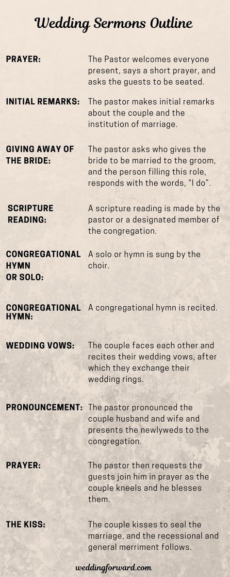 Wedding Sermons 2019 (Outline And Free Download) ❤︎ Wedding planning ideas & inspiration. Wedding dresses, decor, and lots more. #weddingideas #wedding #bridal Christian Wedding Ceremony Outline, Wedding Ceremony Ideas Christian, Christian Wedding Ceremony Programs, Wedding Sermon Script, Christian Ceremony Ideas, Traditional Wedding Vows Christian, Godly Wedding Ideas, Christian Wedding Ceremony Ideas, Wedding Ceremony Script Christian