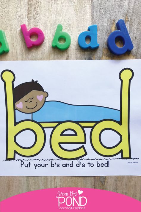 B and D Reversals - Put Your Bs and Ds to Bed B And D Reversals, B And D, Letter Reversals, Alphabet Centers, Teaching Printables, Alphabet Kindergarten, From The Pond, Dysgraphia, First Grade Writing