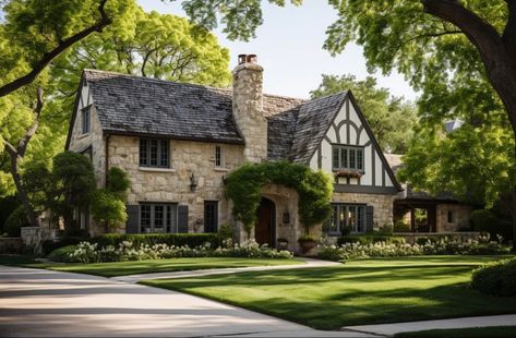 British Houses Aesthetic, English Revival Homes, Old English Cottage Exterior, English Cottage Homes, English Countryside House, English House Exterior, English Cottage Exterior, Tudor Exterior, English Countryside Aesthetic