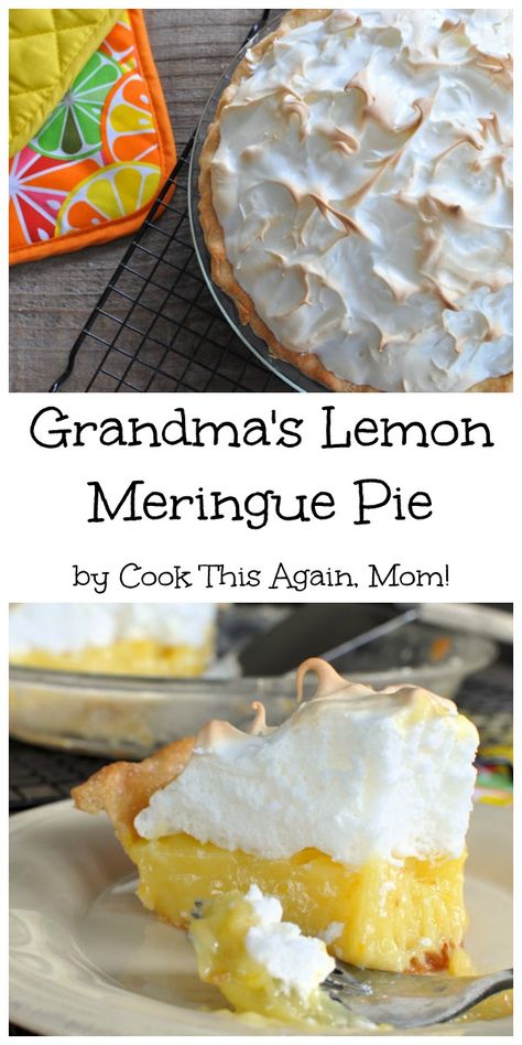 Grandma's Lemon Meringue Pie Recipe, Best Lemon Meringue Pie, Easy Puddings, Meringue Pie Recipes, Easy Family Recipes, Lemon Meringue Pie, Lemon Pie, Meringue Pie, Incredible Recipes