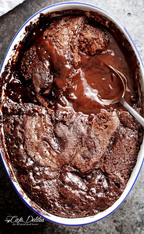 This is sooOOOO good! hot fudge chocolate pudding cake! Easy to make! Chocolate Fudge Pudding, Fudge Pudding Cake, Chocolate Pudding Cake Recipe, Fudge Pudding, Keto Pudding, Brownie Pudding, Interesting Cakes, Self Saucing Pudding, Chocolate Fudge Sauce